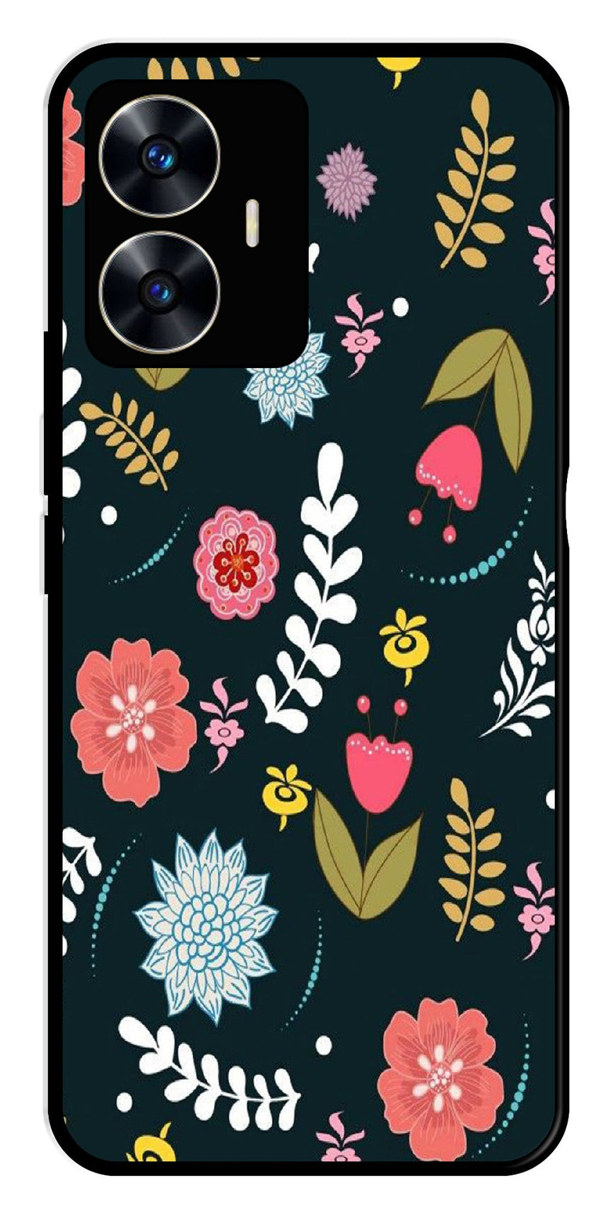 Floral Pattern2 Metal Mobile Case for Realme C55   (Design No -12)
