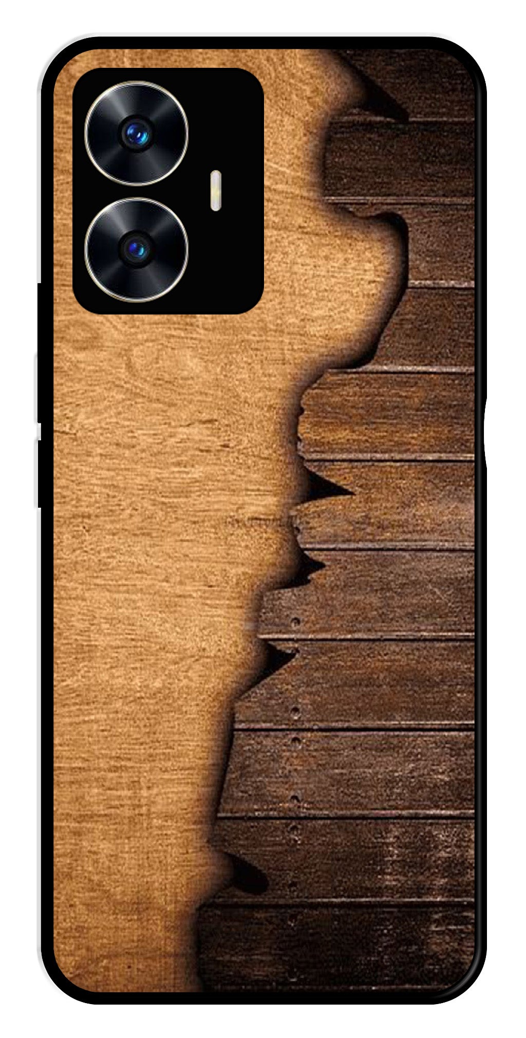Wooden Design Metal Mobile Case for Realme C55   (Design No -13)