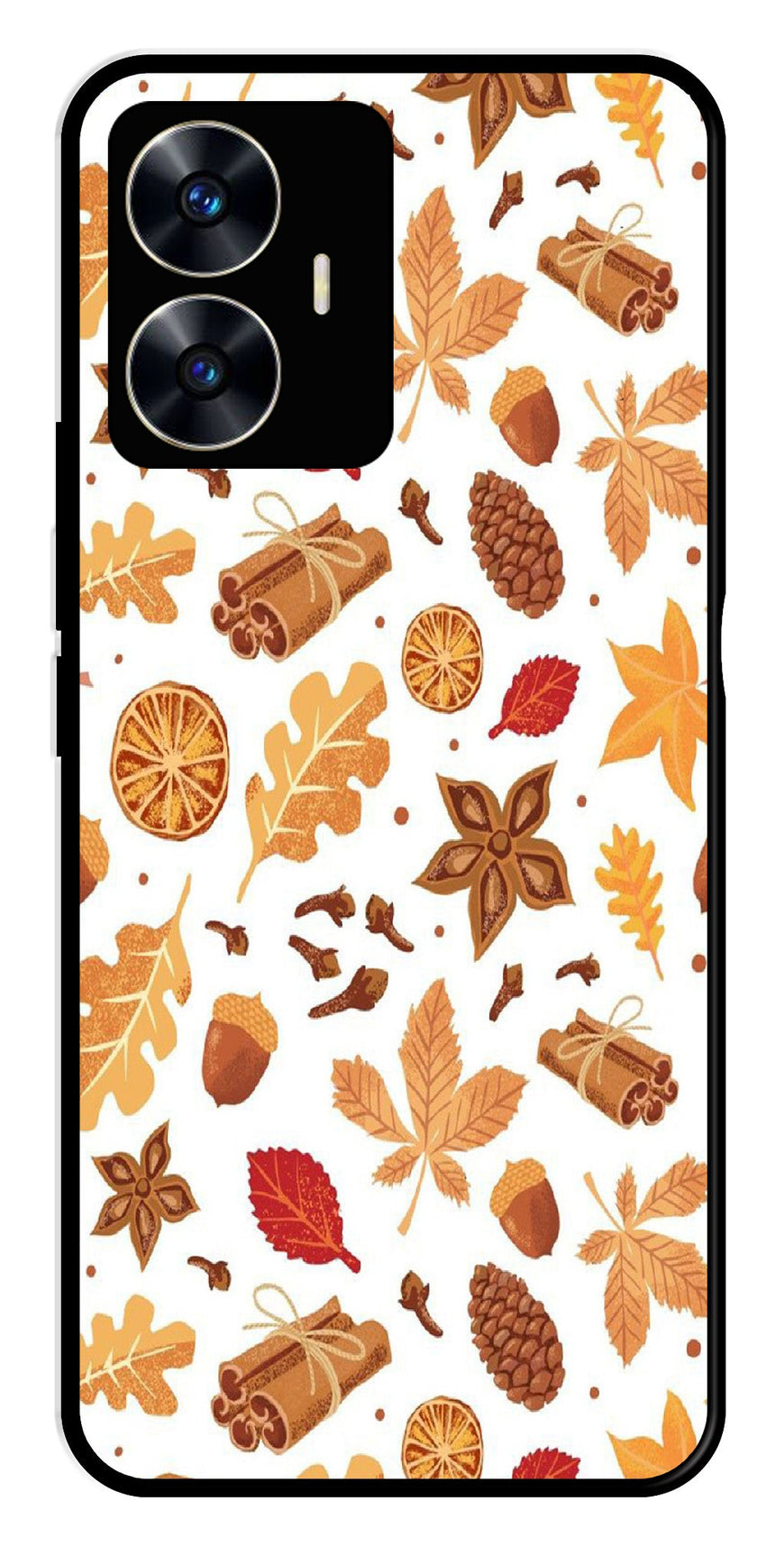 Autumn Leaf Metal Mobile Case for Realme C55   (Design No -19)