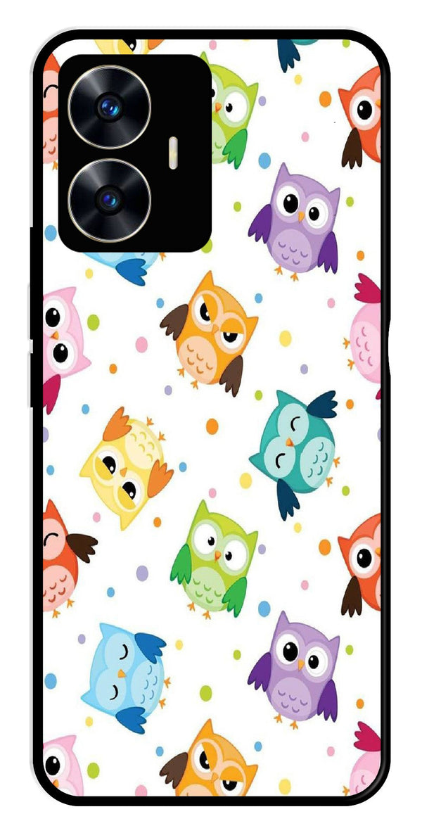 Owls Pattern Metal Mobile Case for Realme C55   (Design No -20)