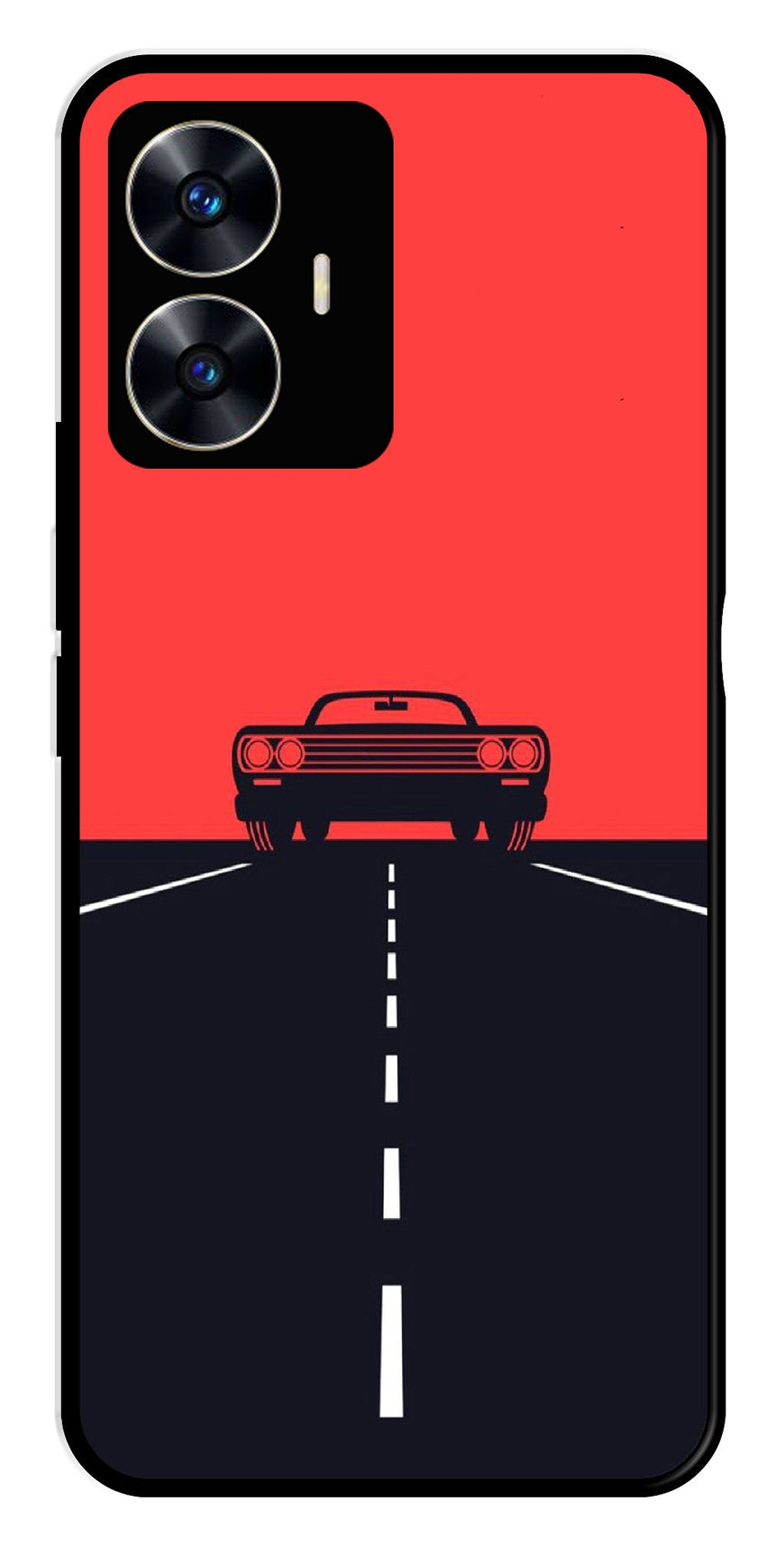 Car Lover Metal Mobile Case for Realme C55   (Design No -21)