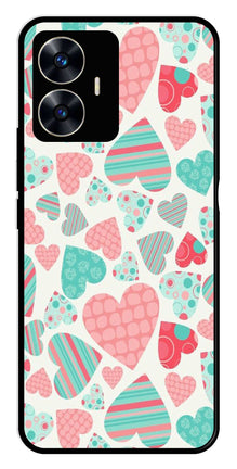 Hearts Pattern Metal Mobile Case for Realme C55