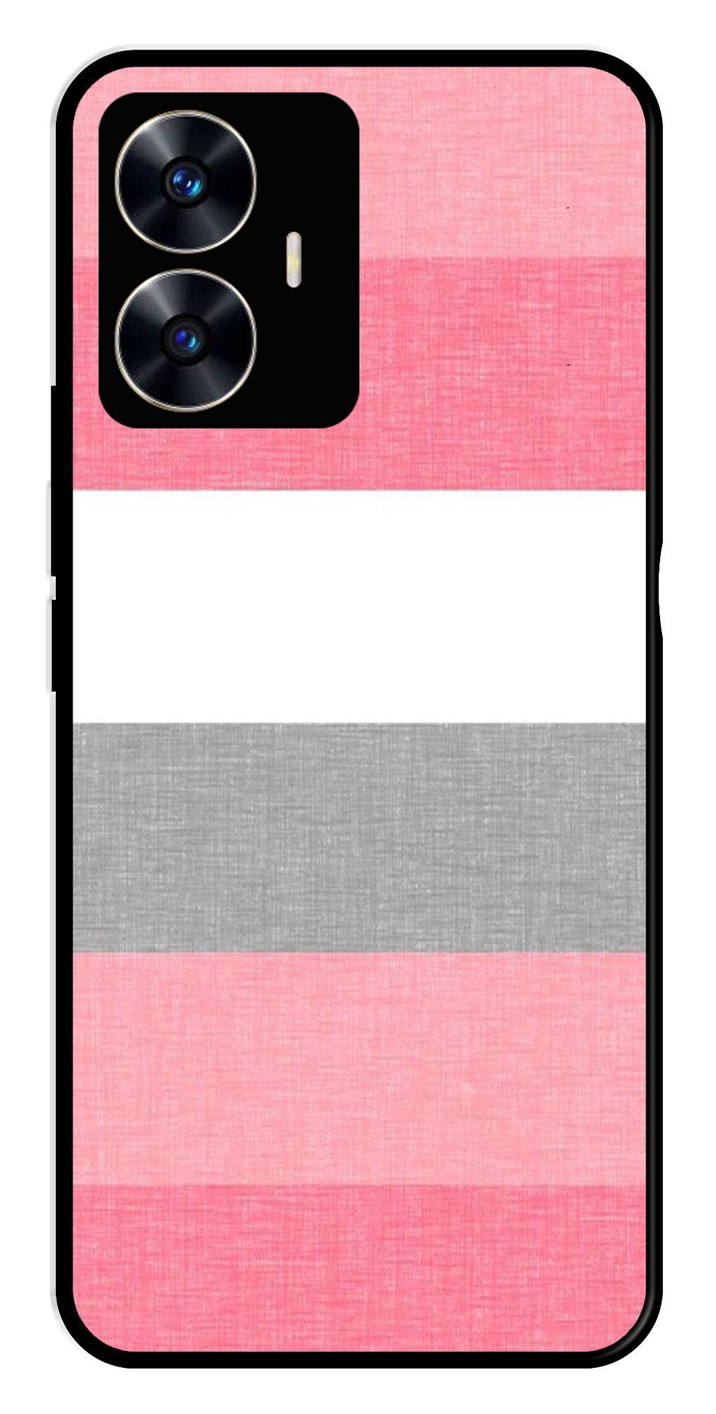 Pink Pattern Metal Mobile Case for Realme C55   (Design No -23)