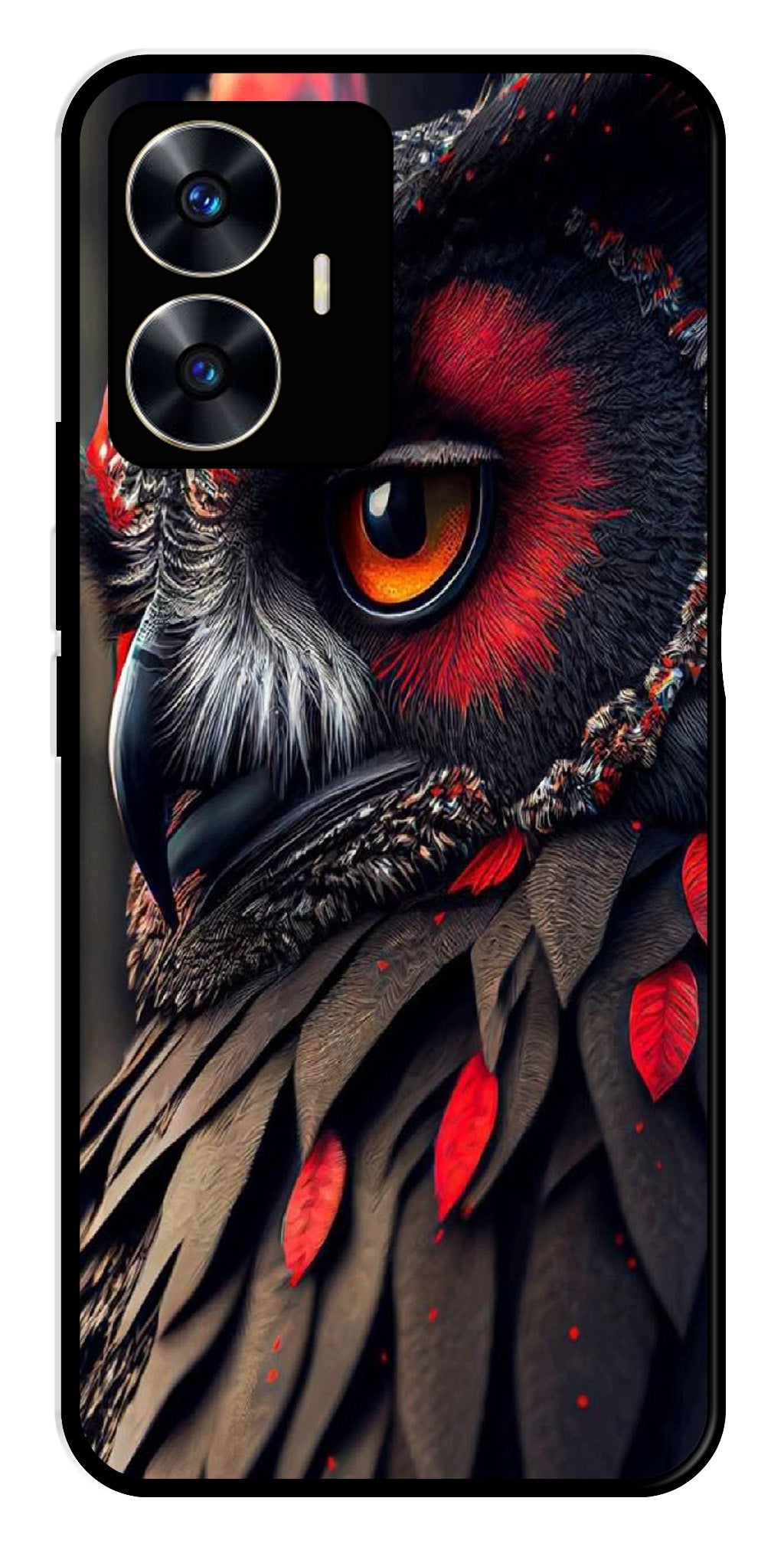 Owl Design Metal Mobile Case for Realme C55   (Design No -26)