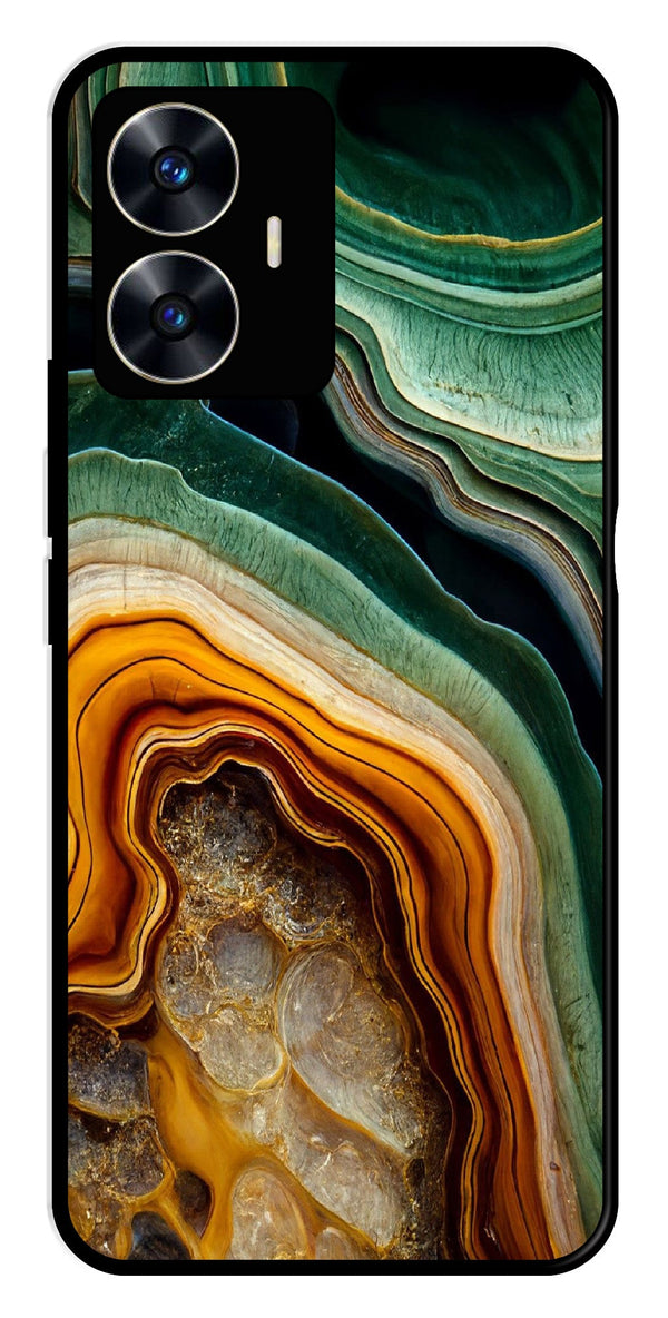 Marble Design Metal Mobile Case for Realme C55   (Design No -28)