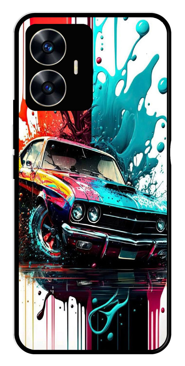Vintage Car Metal Mobile Case for Realme C55   (Design No -29)