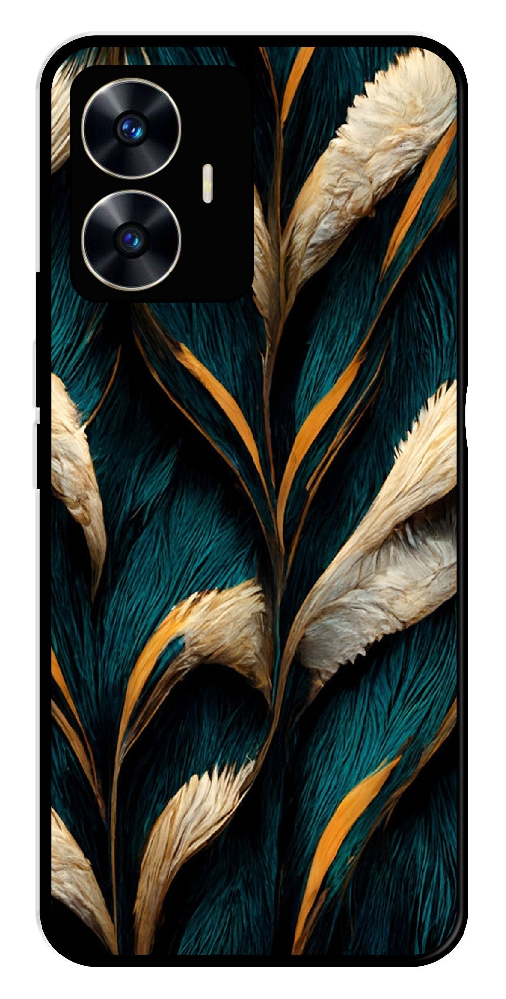 Feathers Metal Mobile Case for Realme C55   (Design No -30)