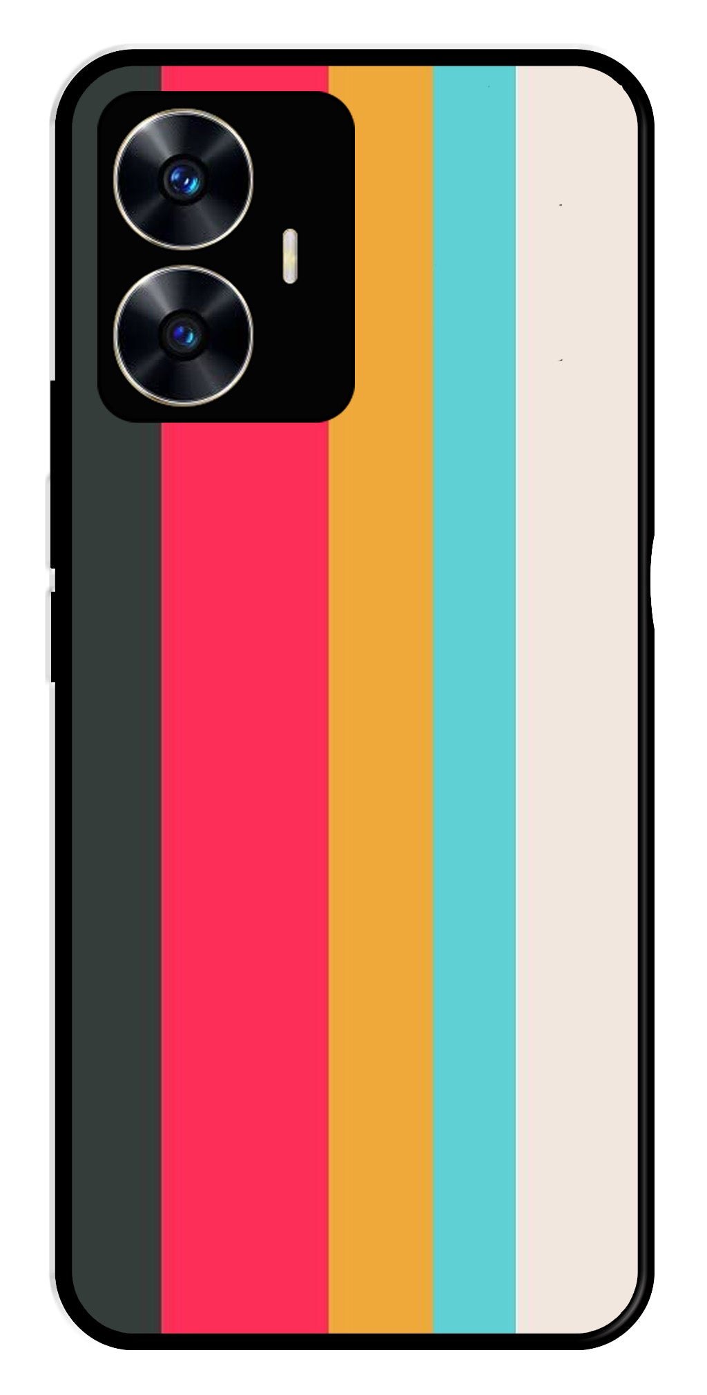 Muted Rainbow Metal Mobile Case for Realme C55   (Design No -31)