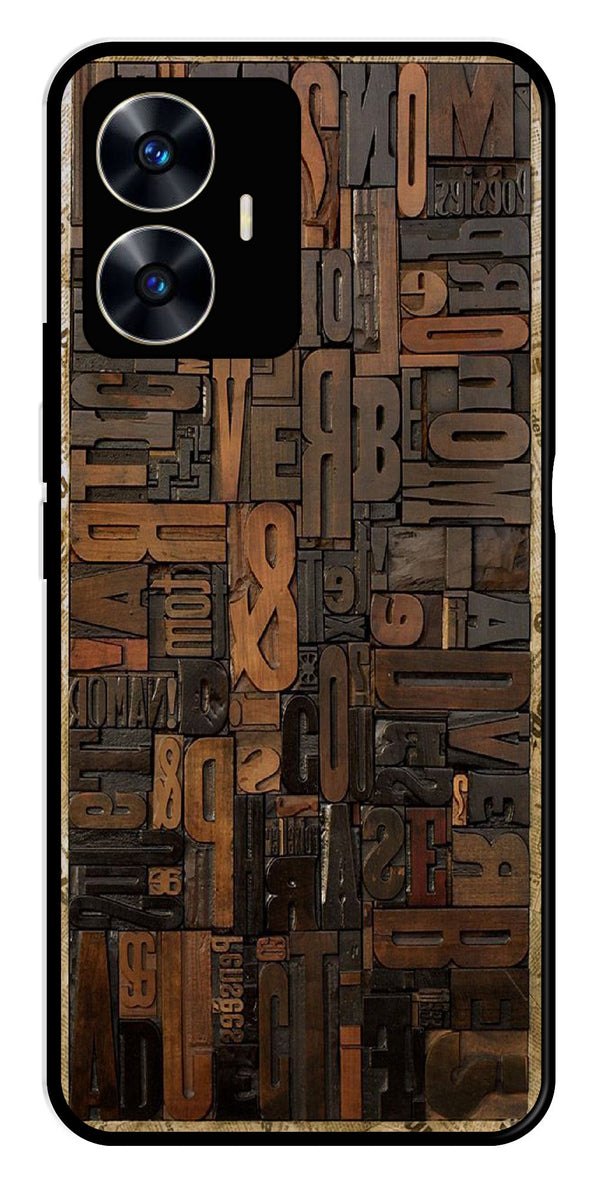 Alphabets Metal Mobile Case for Realme C55   (Design No -32)
