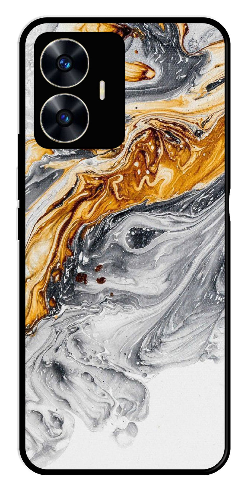 Marble Pattern Metal Mobile Case for Realme C55   (Design No -36)