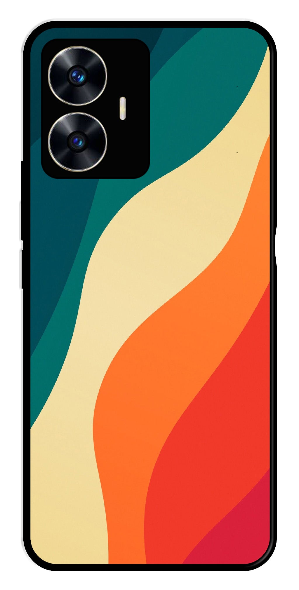 Muted Rainbow Metal Mobile Case for Realme C55   (Design No -39)