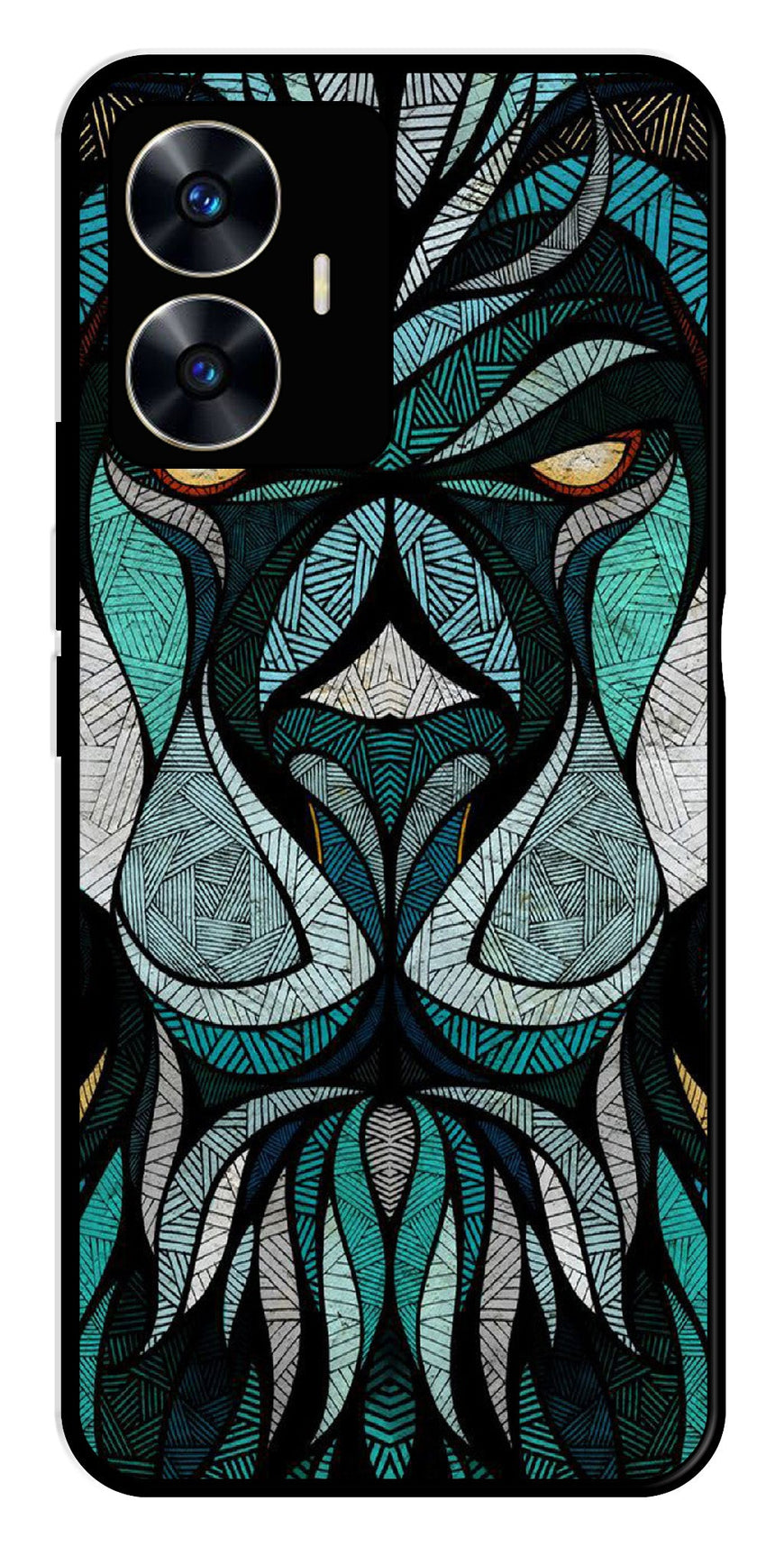 Lion Pattern Metal Mobile Case for Realme C55   (Design No -40)