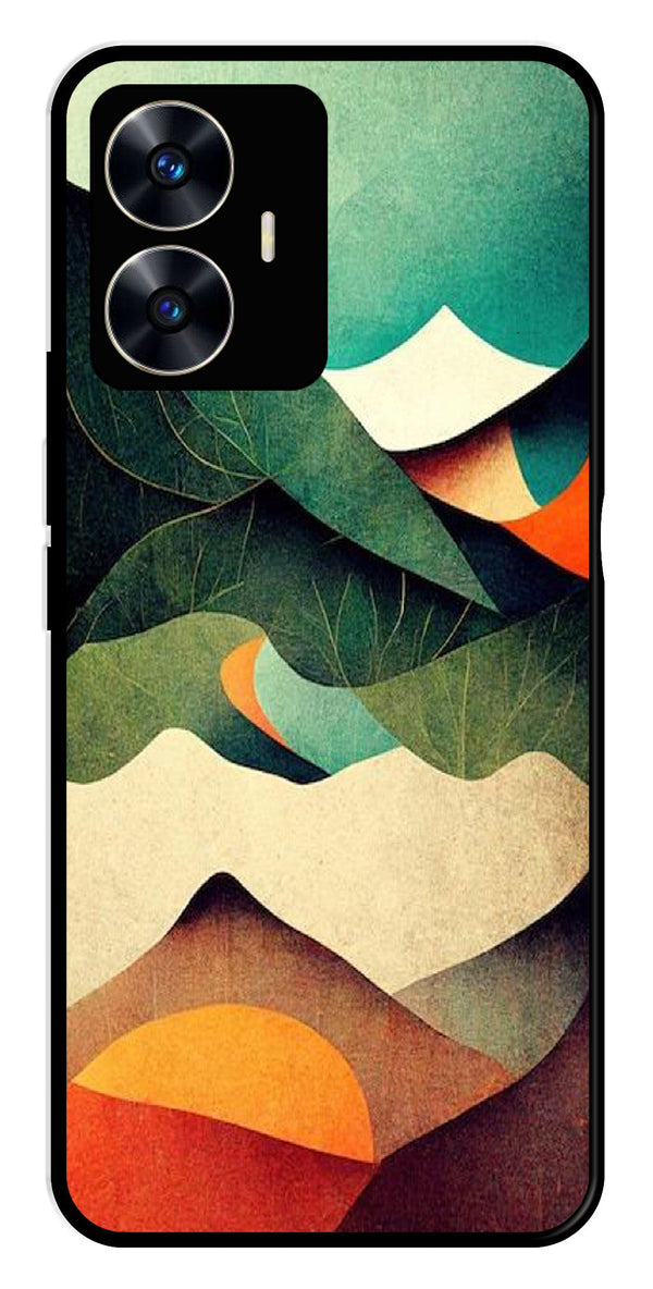 MultiColor Pattern Metal Mobile Case for Realme C55   (Design No -43)