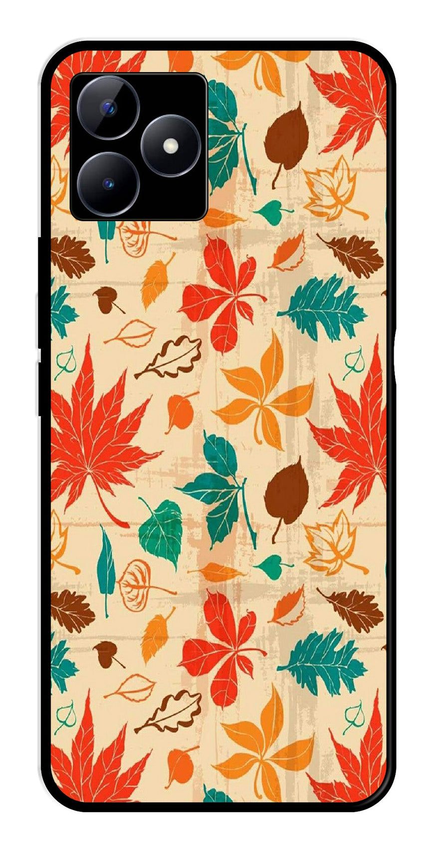 Leafs Design Metal Mobile Case for Realme N53   (Design No -14)