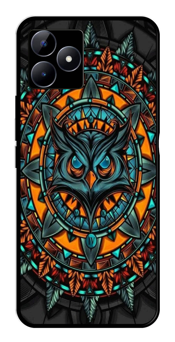 Owl Pattern Metal Mobile Case for Realme N53   (Design No -42)