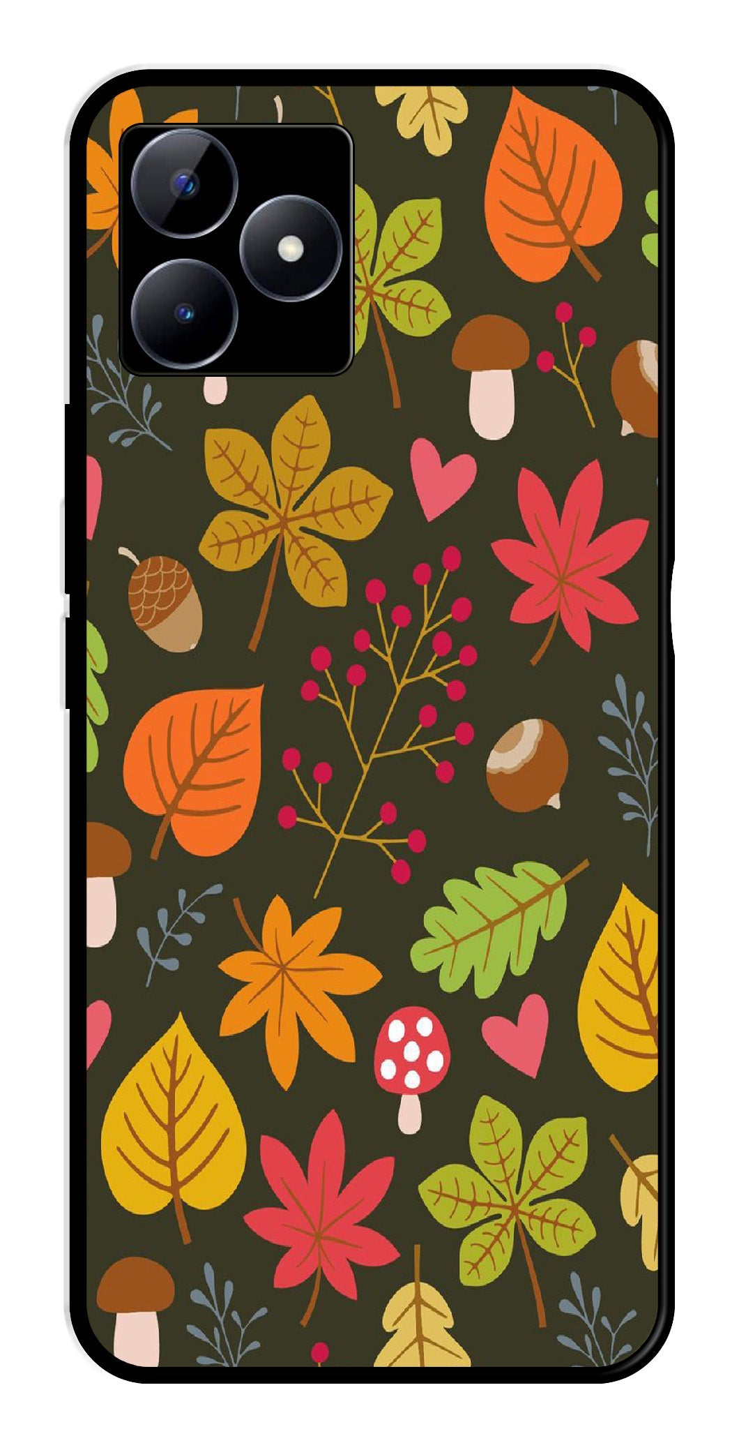 Leaves Design Metal Mobile Case for Realme N53   (Design No -51)