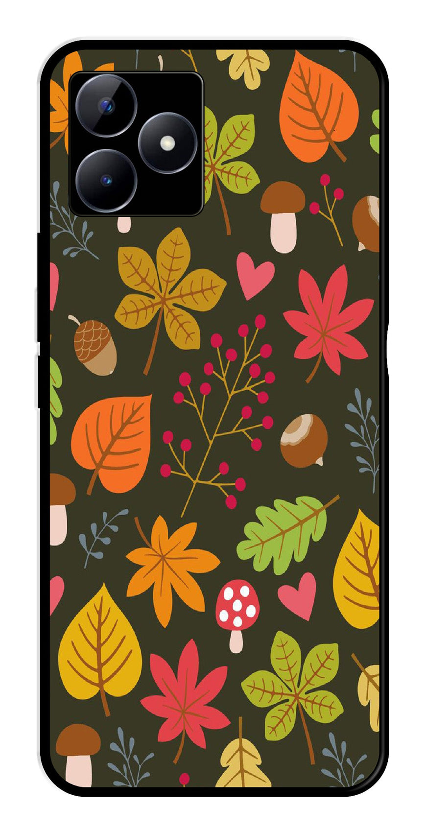Leaves Design Metal Mobile Case for Realme N53   (Design No -51)