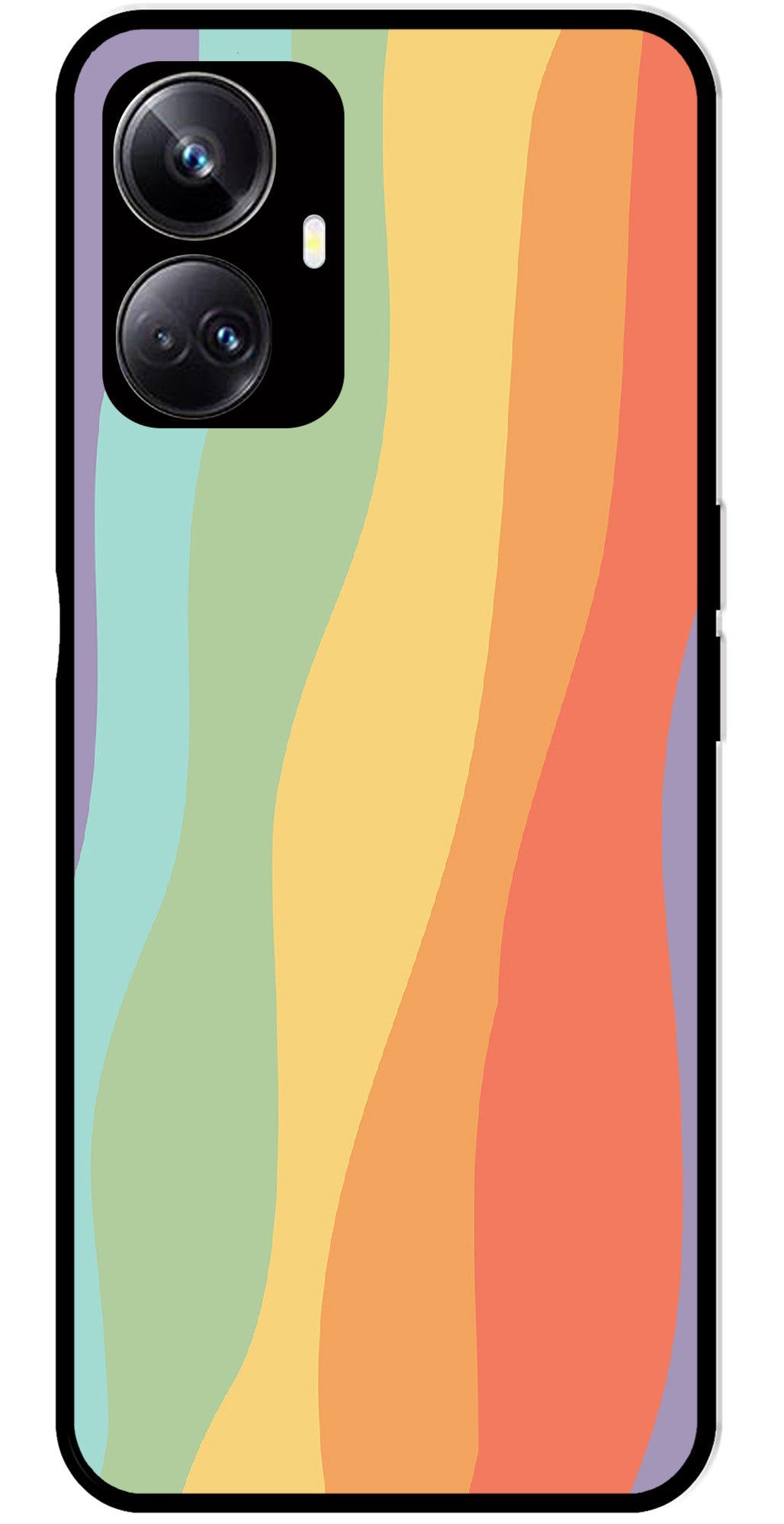 Muted Rainbow Metal Mobile Case for Realme 10 Pro 5G  (Design No -02)