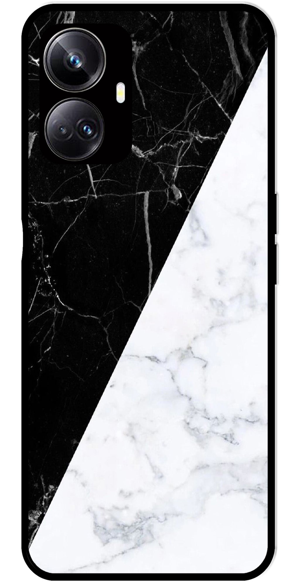 Black White Marble Design Metal Mobile Case for Realme 10 Pro 5G  (Design No -09)