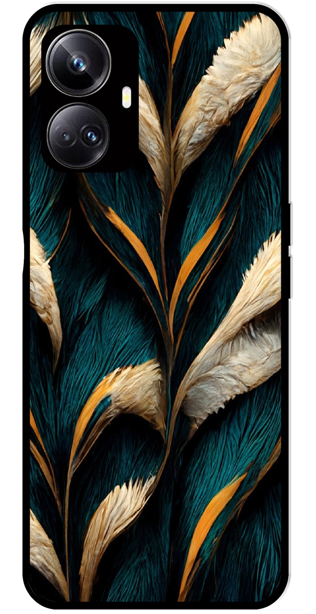 Feathers Metal Mobile Case for Realme 10 Pro 5G  (Design No -30)