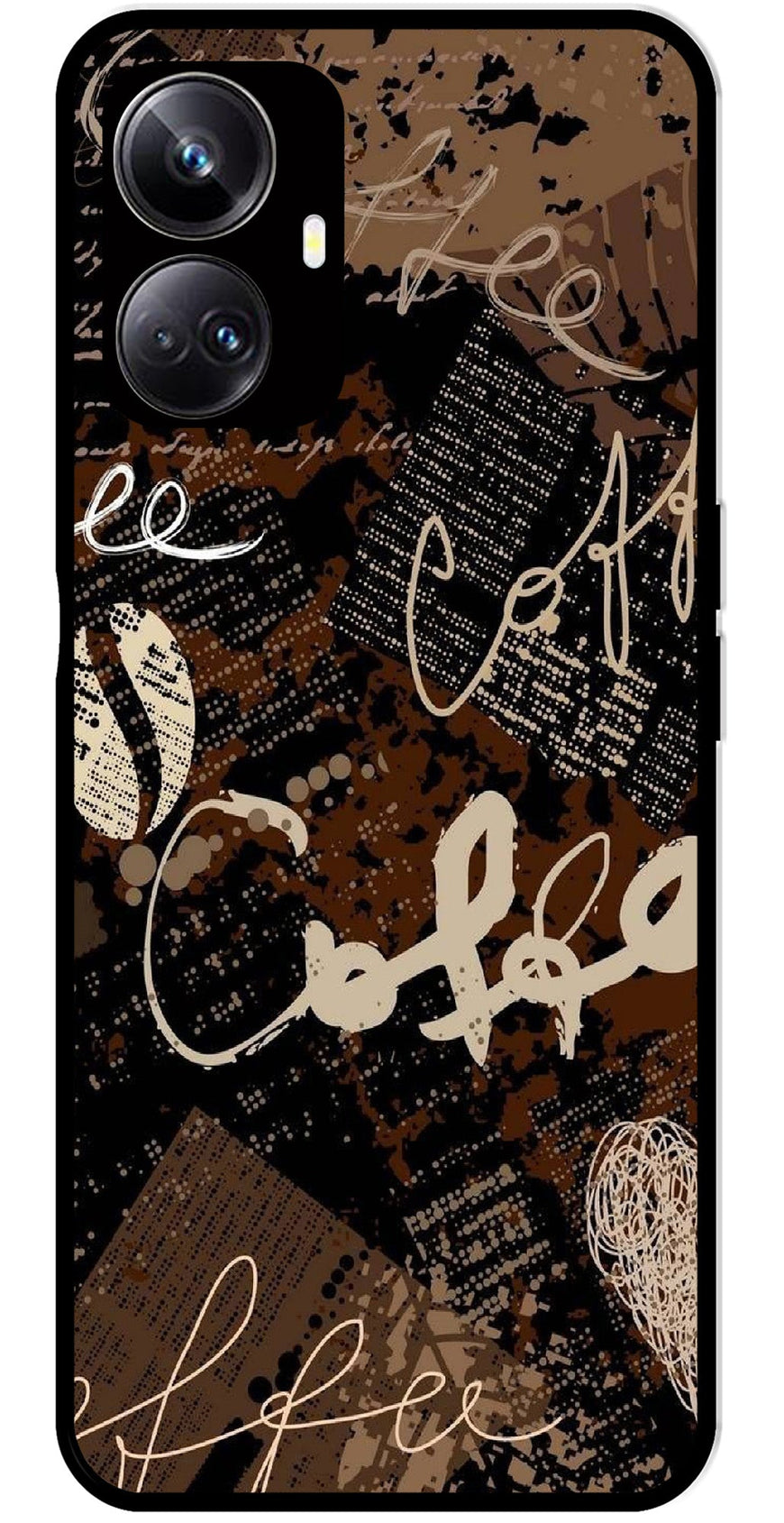 Coffee Pattern Metal Mobile Case for Realme 10 Pro 5G  (Design No -37)