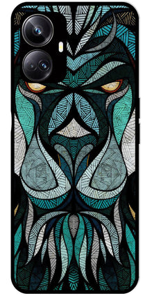 Lion Pattern Metal Mobile Case for Realme 10 Pro 5G