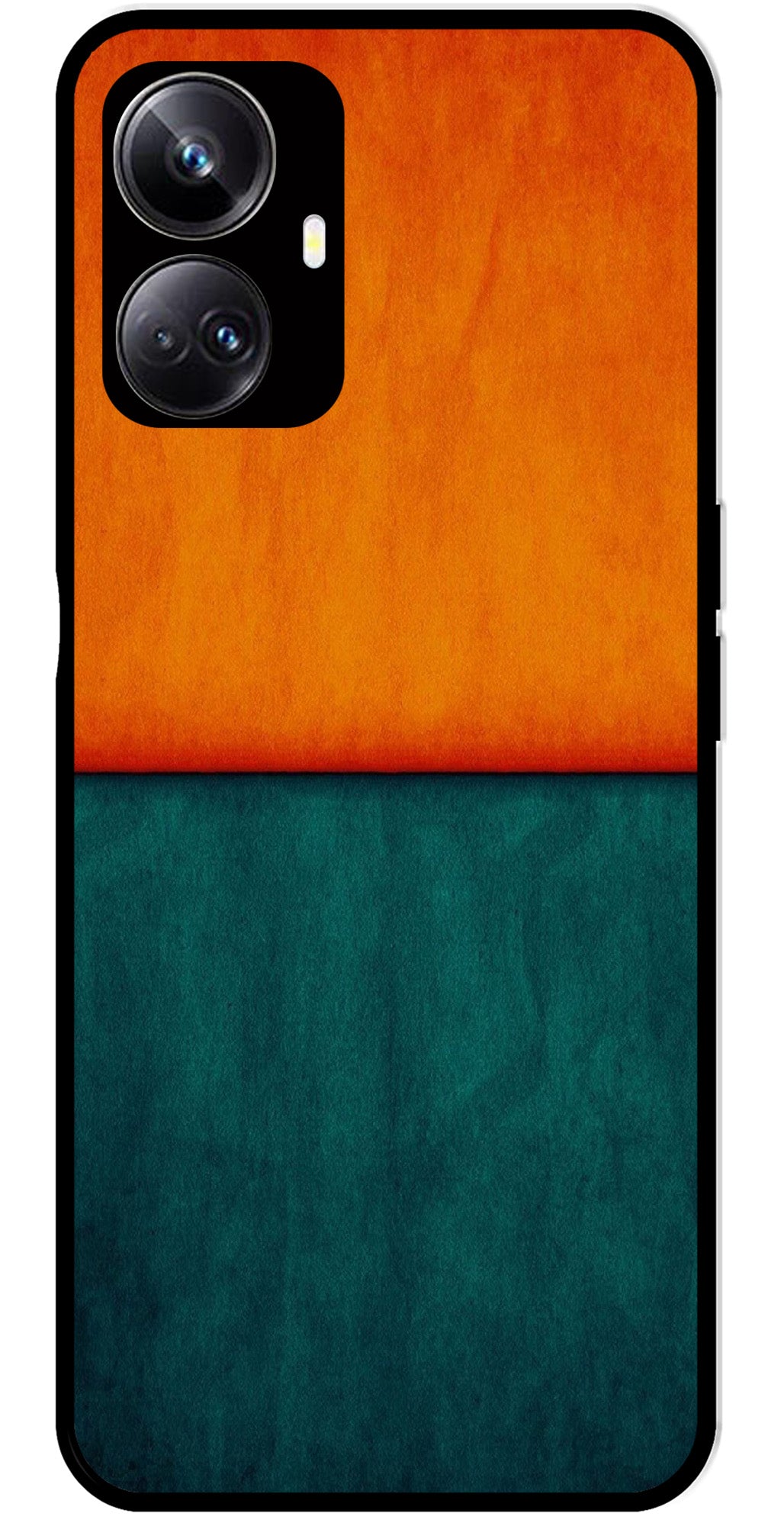 Orange Green Pattern Metal Mobile Case for Realme 10 Pro 5G  (Design No -45)