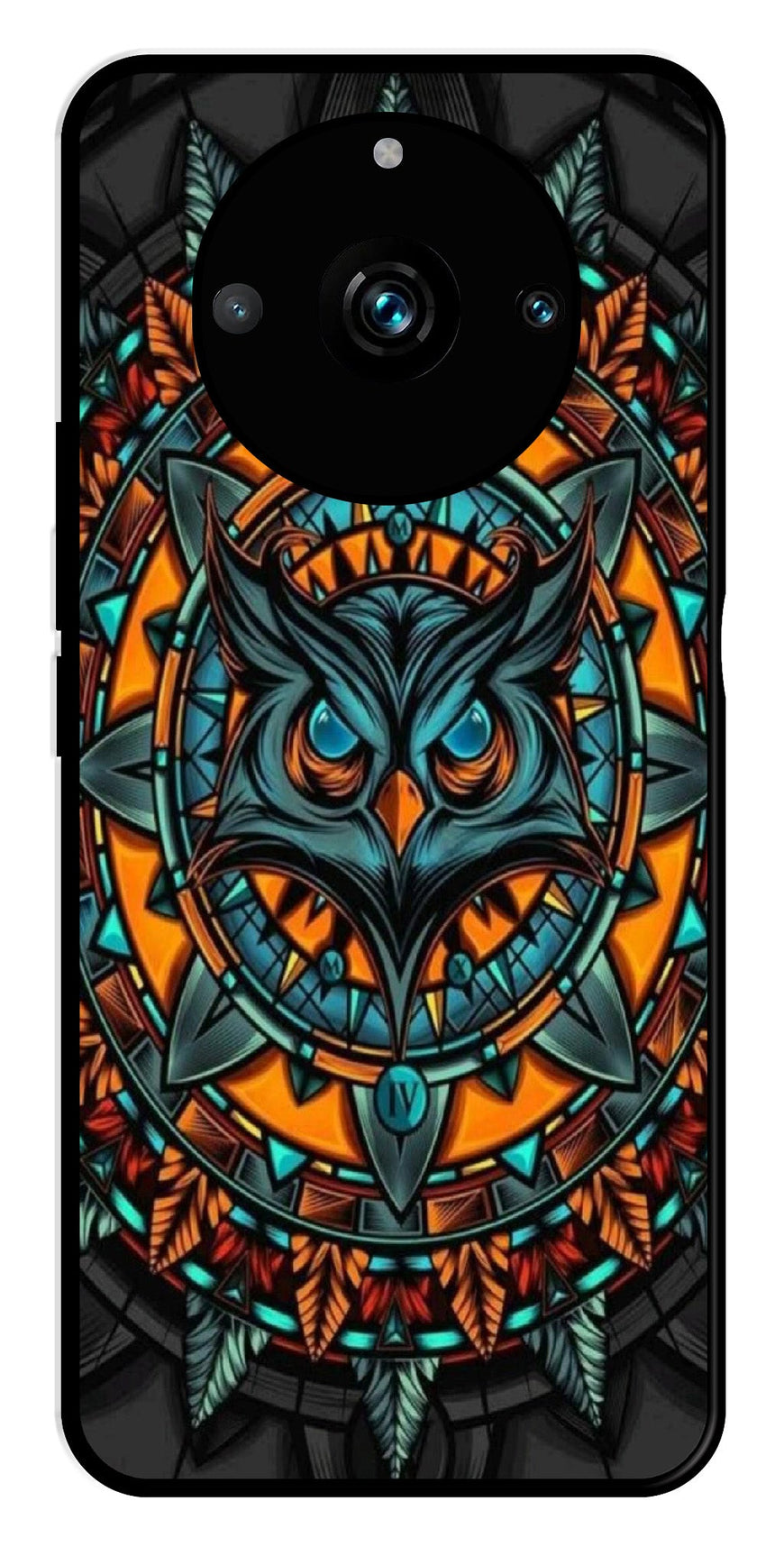 Owl Pattern Metal Mobile Case for Realme 11 Pro Plus 5G   (Design No -42)