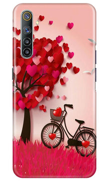 Red Heart Cycle Mobile Back Case for Realme 6 (Design - 222)