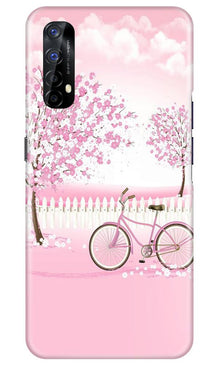 Pink Flowers Cycle Mobile Back Case for Realme 7  (Design - 102)