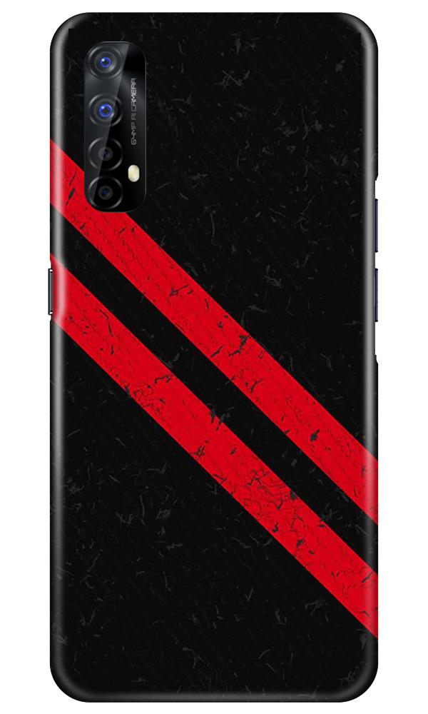 Black Red Pattern Mobile Back Case for Realme 7 (Design - 373)
