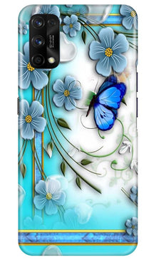 Blue Butterfly Mobile Back Case for Realme 7 Pro (Design - 21)