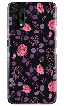 Rose Black Background Mobile Back Case for Realme 7 Pro (Design - 27)