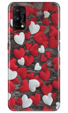 Red White Hearts Mobile Back Case for Realme 7 Pro  (Design - 105)