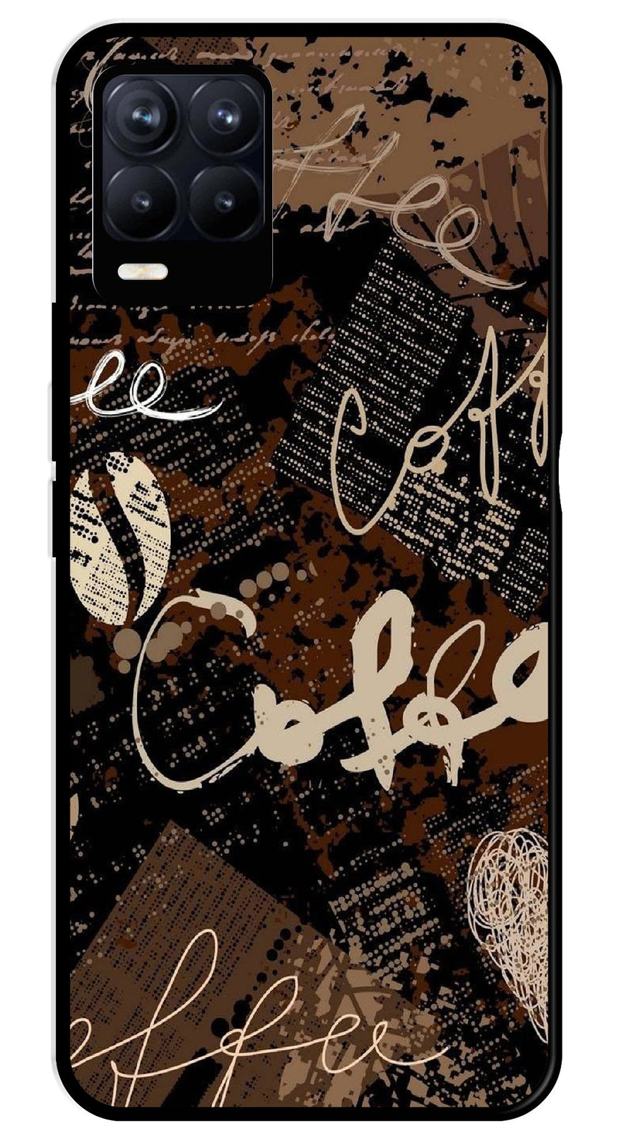 Coffee Pattern Metal Mobile Case for Realme 8 4G  (Design No -37)