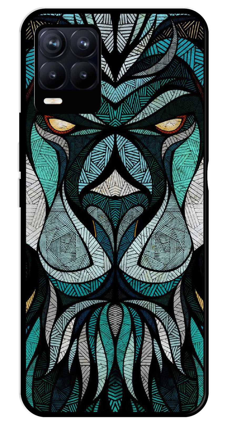 Lion Pattern Metal Mobile Case for Realme 8 4G  (Design No -40)