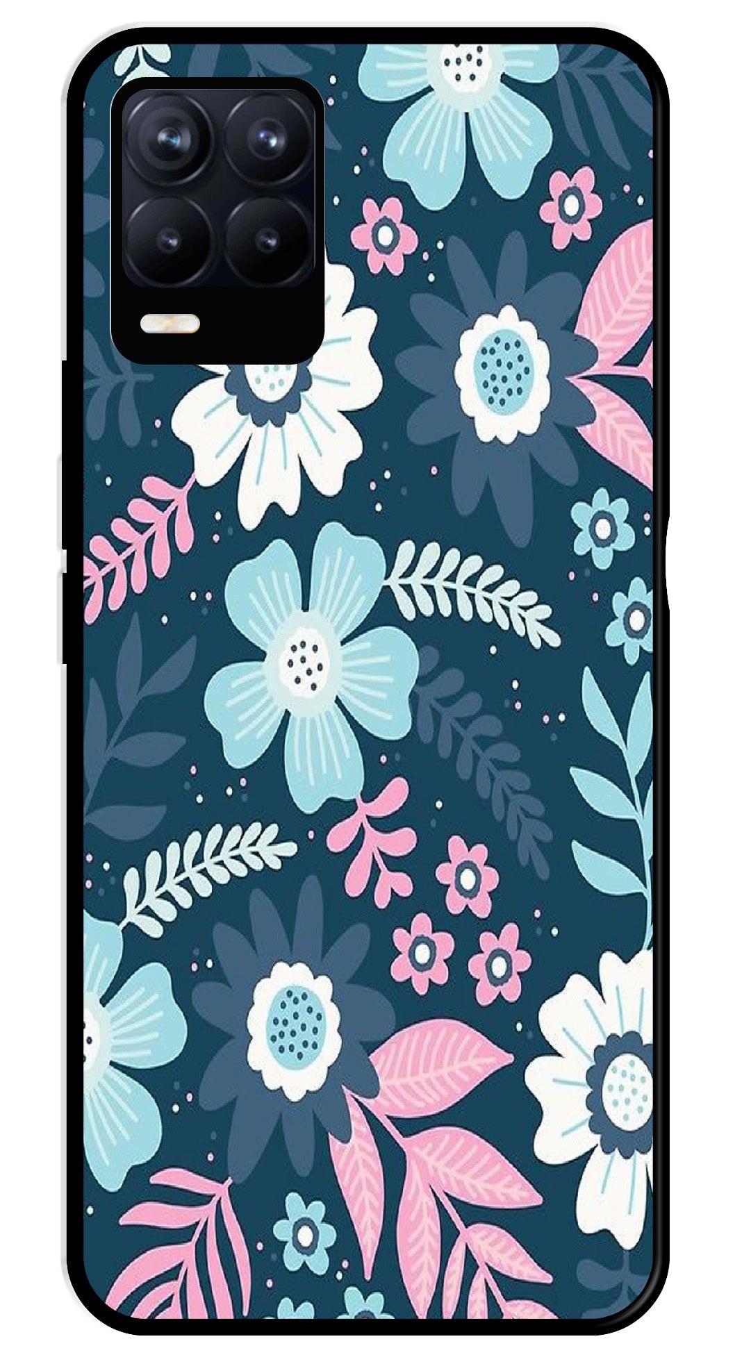 Flower Leaves Design Metal Mobile Case for Realme 8 4G  (Design No -50)