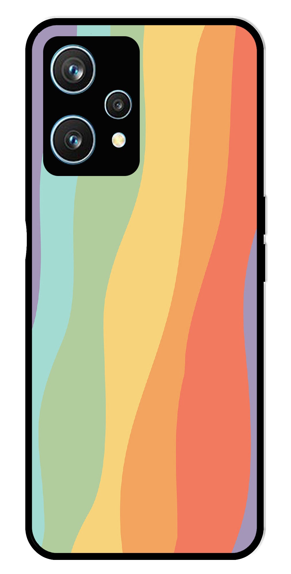 Muted Rainbow Metal Mobile Case for Realme 9 Pro 5G  (Design No -02)
