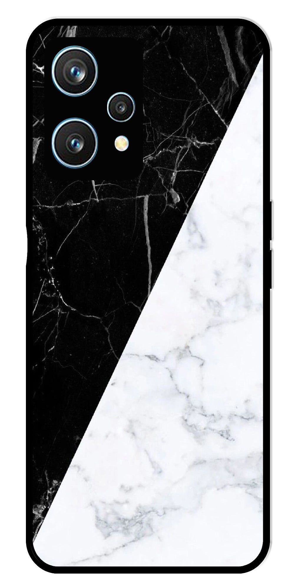 Black White Marble Design Metal Mobile Case for Realme 9 Pro 5G  (Design No -09)