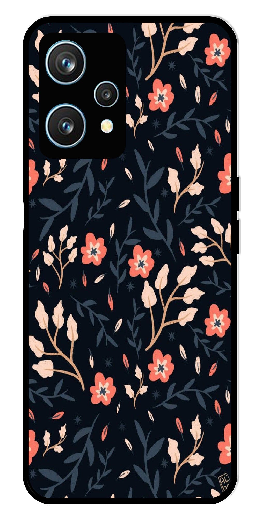 Floral Pattern Metal Mobile Case for Realme 9 Pro 5G  (Design No -10)