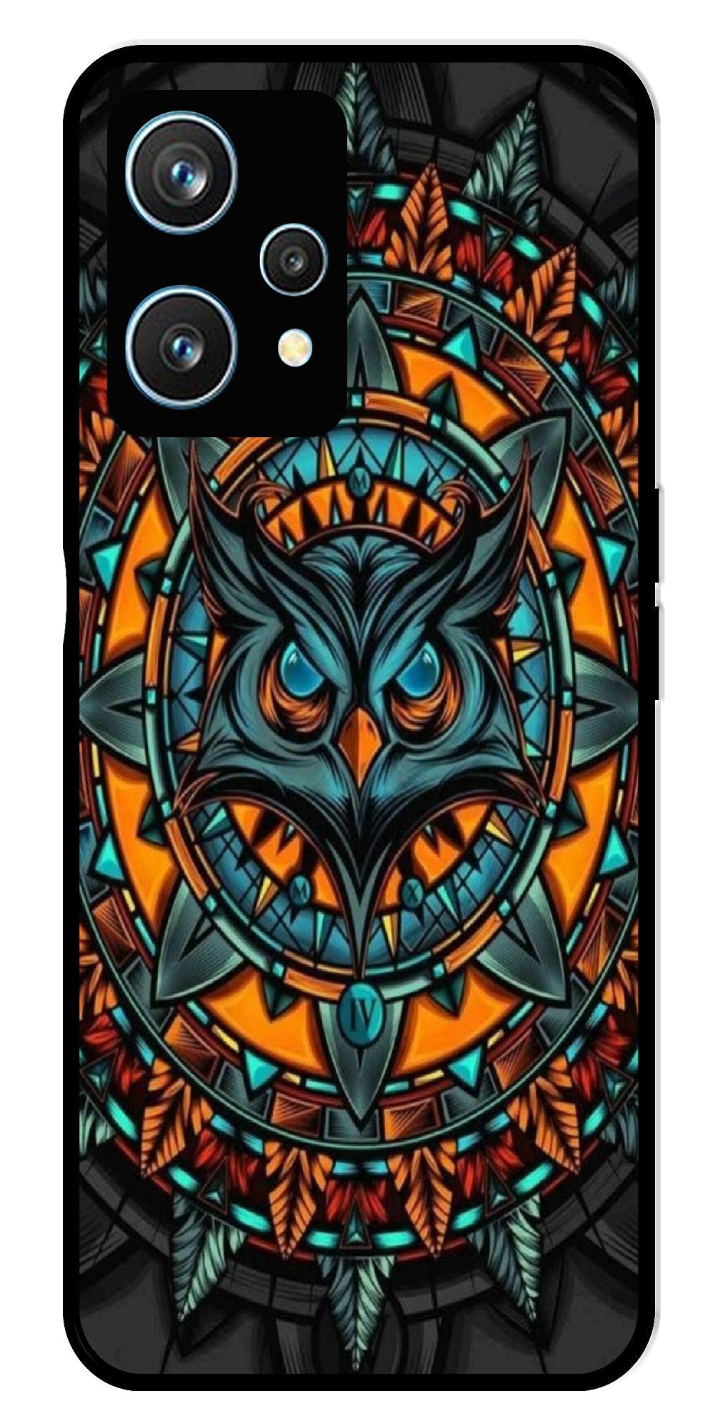 Owl Pattern Metal Mobile Case for Realme 9 Pro 5G  (Design No -42)