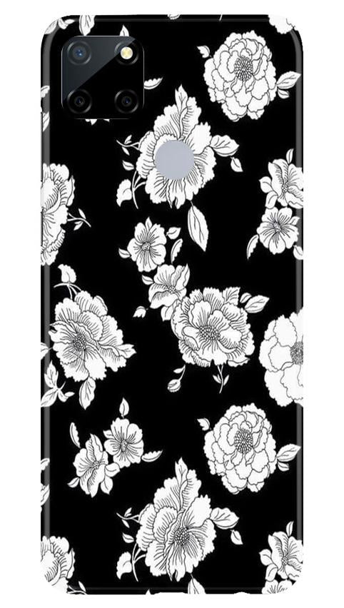 White flowers Black Background Case for Realme Narzo 30a