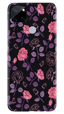 Rose Black Background Mobile Back Case for Realme Narzo 30a (Design - 27)