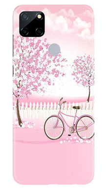 Pink Flowers Cycle Mobile Back Case for Realme Narzo 30a  (Design - 102)