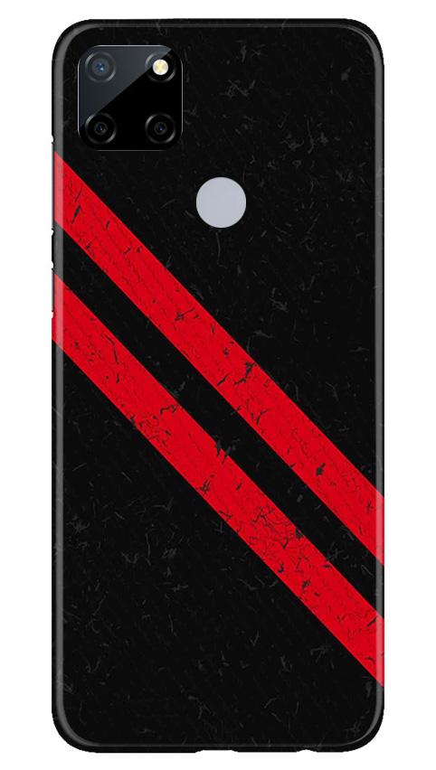 Black Red Pattern Mobile Back Case for Realme C12 (Design - 373)