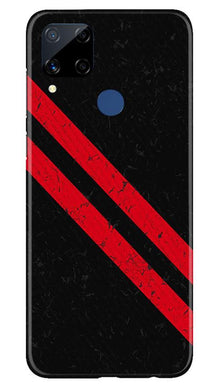 Black Red Pattern Mobile Back Case for Realme C15 (Design - 373)