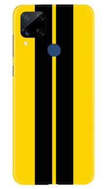 Black Yellow Pattern Mobile Back Case for Realme C15 (Design - 377)
