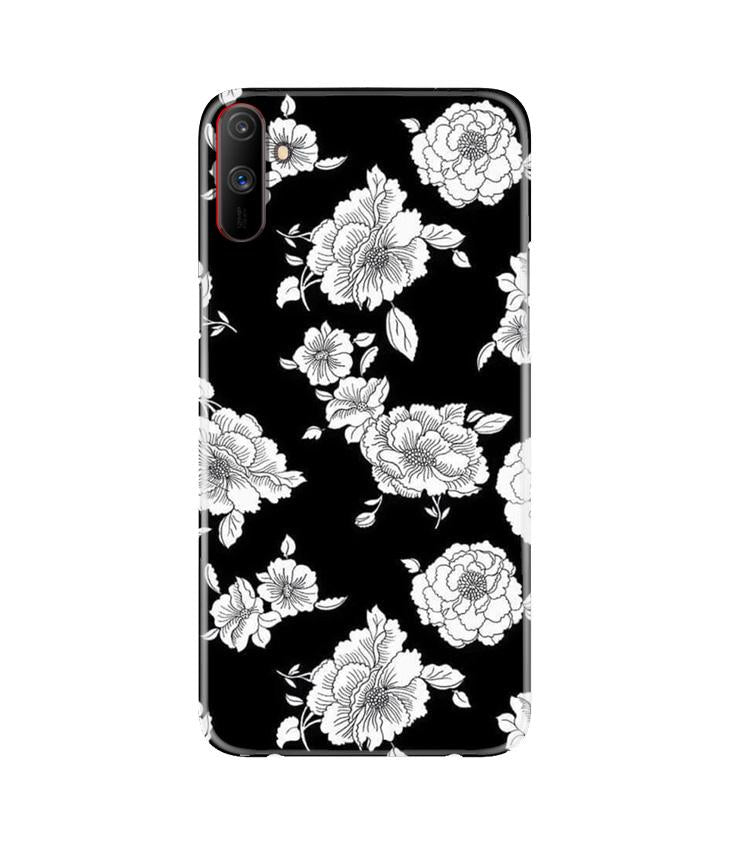 White flowers Black Background Case for Realme C3