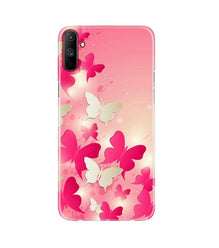 White Pick Butterflies Mobile Back Case for Realme C3 (Design - 28)
