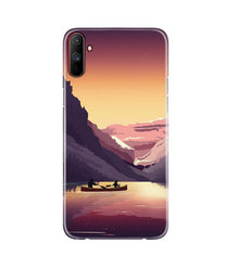 Mountains Boat Mobile Back Case for Realme C3 (Design - 181)